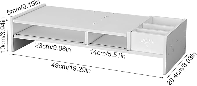 Monitor Riser - 3-Tier Desk Organizer Shelf For Office Supplies | Sturdy Wood Display Stand With Storage Compartments, Desktop Shelf For Reading, Study, Working, Gaming, And Home Workstations