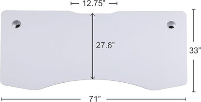 ApexDesk Elite Pro Series 71" x 33" Electric Height Adjustable Stand up Desk, Sit Stand Home Office Desk, Computer Desk - Curved Moon White