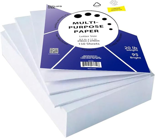 Printer Paper, 20 lb Copy Paper, 8.5 x 11 Inches, 18 Ream 2700 Sheets, (150 Sheets per Ream), 92 Bright, Longer Printer Life, Brighter White