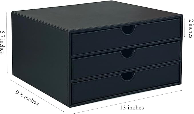 UnionBasic Document Organizer, 3-Drawer File Cabinet Document Storage Box, Office Desktop Filing Organizer, Black