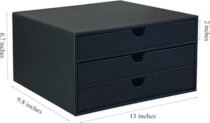 UnionBasic Document Organizer, 3-Drawer File Cabinet Document Storage Box, Office Desktop Filing Organizer, Black