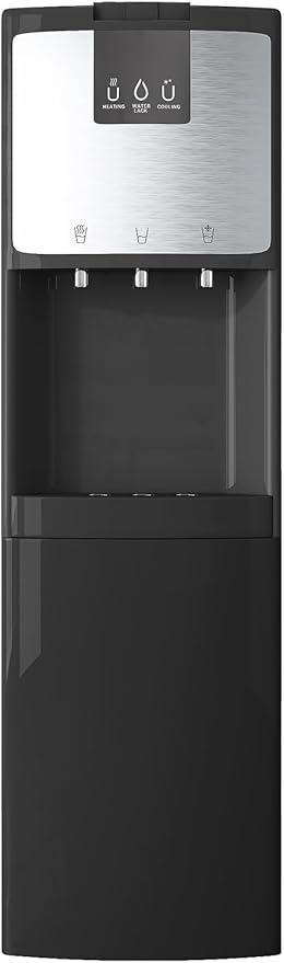 TABU Bottom Loading Water Cooler Dispenser with 3 Temperature Settings of Hot, Cold, Room Water, 3 or 5 Gallon Water Dispenser with Anti-Scalding & Child Safety Lock, Stainless Steel