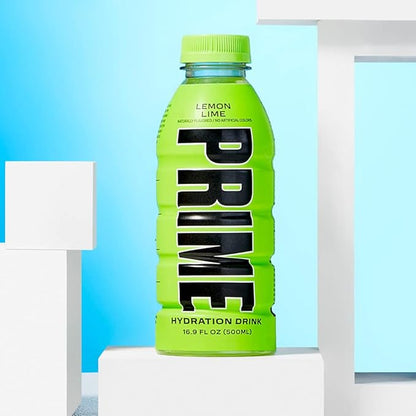 PRIME Hydration LEMON LIME, Sports Drinks, Electrolyte Enhanced for Replenishing Fluids, 250mg BCAAs, B Vitamins, Antioxidants, Low Sugar, 16.9 Fl Oz, 12 Pack