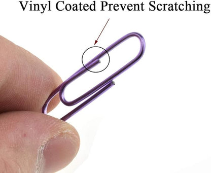 HAHIYO Paper Clips 1.3" (33mm) Length Purple Paperclips Vinyl Coated Prevent Scratching Tearing The Pages Sturdy for Bookmark Organize Home Office School 120 Pack