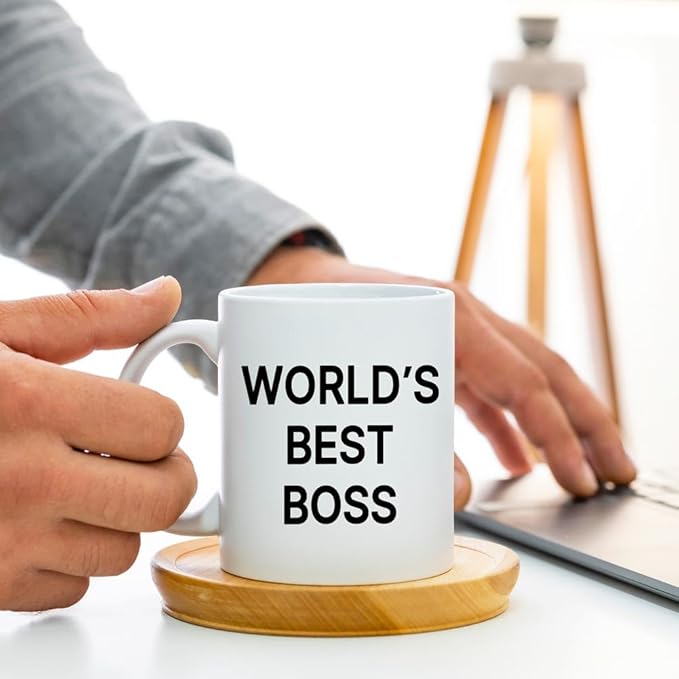 Breezy Valley World's Best Boss Mug - Funny Gifts for Women and Men, Boss Day, Christmas or Birthday Gift for Male or Female, Coffee Mug for Office, 11oz