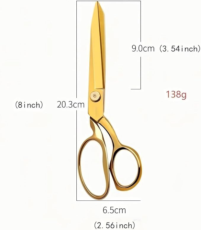 Ribbon Cutting Scissors,8 Inches Gold Scissors,Full Stainless Steel Material,Suitable for Ribbon-Cutting,Office,Home,Sewing,and Crafts