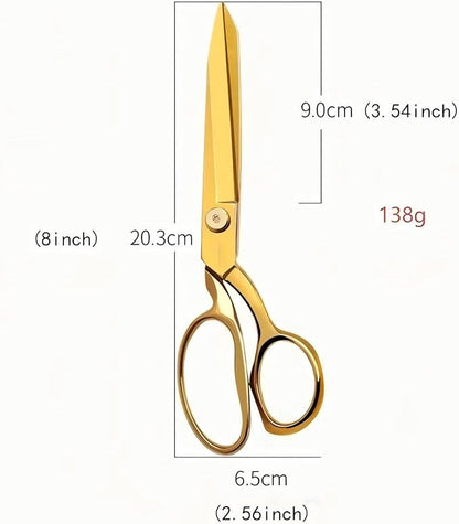 Ribbon Cutting Scissors,8 Inches Gold Scissors,Full Stainless Steel Material,Suitable for Ribbon-Cutting,Office,Home,Sewing,and Crafts