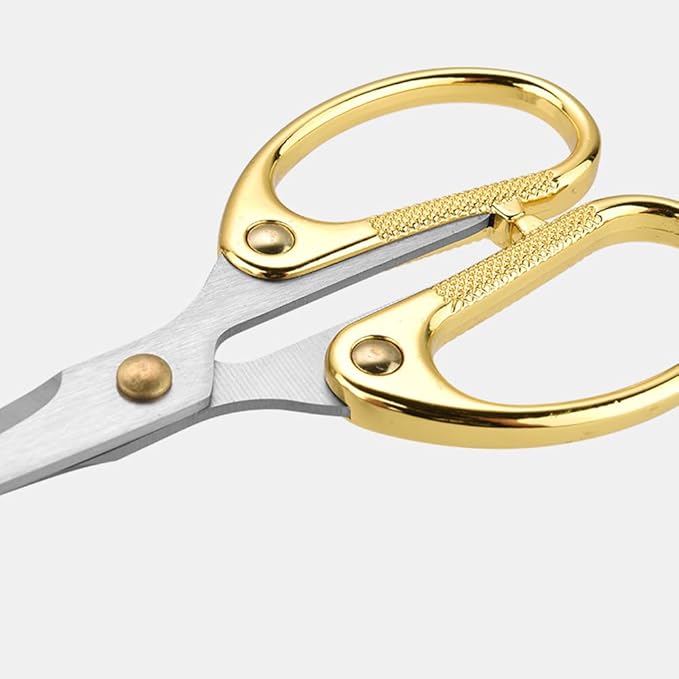 5" All Stainless Steel Office Scissors,Ultra Sharp Blade Shears,Sturdy Sharp Scissor for Office Home School Sewing Fabric Craft Paper Multipurpose Scissors Gold