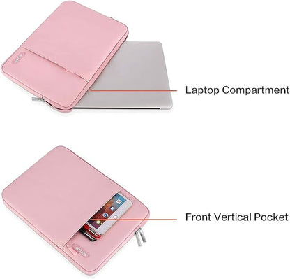 MOSISO Laptop Case 16 inch, 15-15.6 inch Laptop Sleeve Compatible with MacBook Pro 16 M4 M3 M2 M1, HP Acer Dell Lenovo ASUS Notebook, Polyester Vertical Computer Sleeve Bag with Pocket, Pink