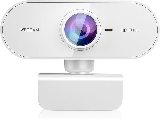 Webcam 1080P HD,Web cam with Microphone, Noise Cancellation, Wide-Angle Lens, Auto Light Correction, Plug & Play USB Webcam for Laptop, Desktop, PC, Mac, Zoom, Skype, Streaming,White