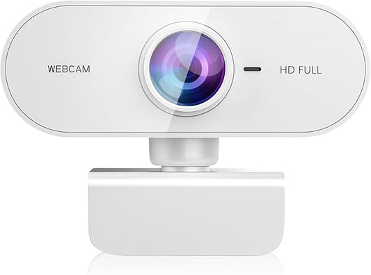 Webcam 1080P HD,Web cam with Microphone, Noise Cancellation, Wide-Angle Lens, Auto Light Correction, Plug & Play USB Webcam for Laptop, Desktop, PC, Mac, Zoom, Skype, Streaming,White