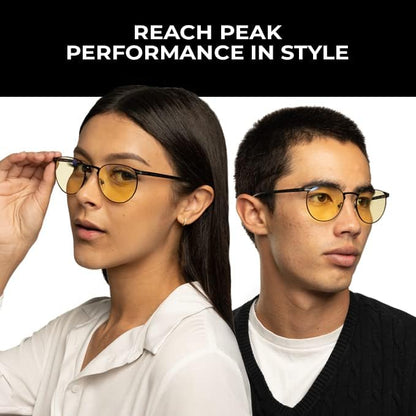 Gunnar - Premium Gaming and Computer Glasses - Blocks 65% Blue Light - Mateo, Onyx, Amber Tint