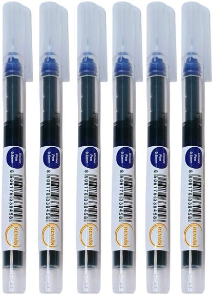 Blue Gel Pens Pack of 6 | 0.6mm Smooth Writing Rollerball Pen | Premium German Ink | Ergonomic Grip | Quick-Dry | Ideal for Students & Office Use