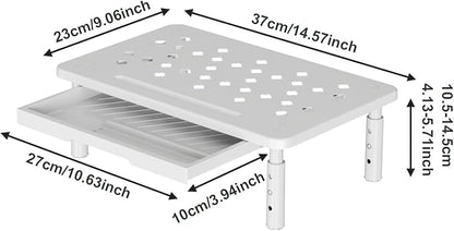 Monitor Stand Riser Desktop Monitor Stand Desktop Organizer Practical Modern 3 Height Adjustable with Storage Drawer for Dorm, White