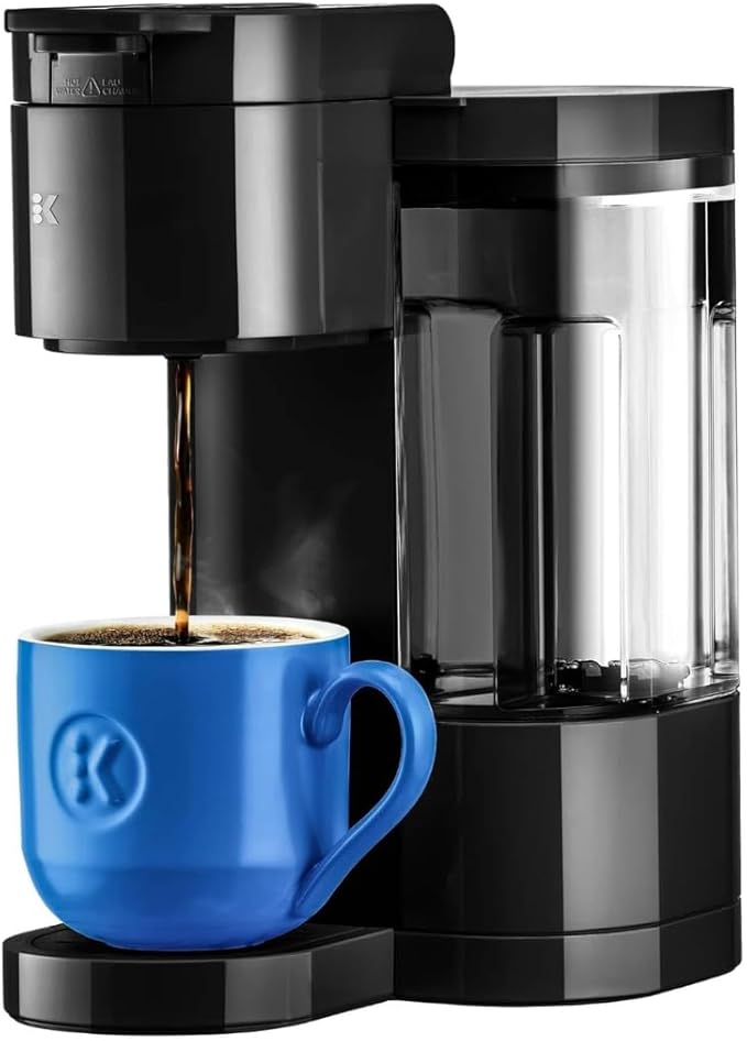 Keuriig K-Express Essentials Single Serve Coffee Maker, 3 Cup Sizes, 36oz Removable Reservoir, kcup Pod Compatible, Fast Brew, Travel Mug Friendly, Auto-Off, Compact 6.5” Design (Black)
