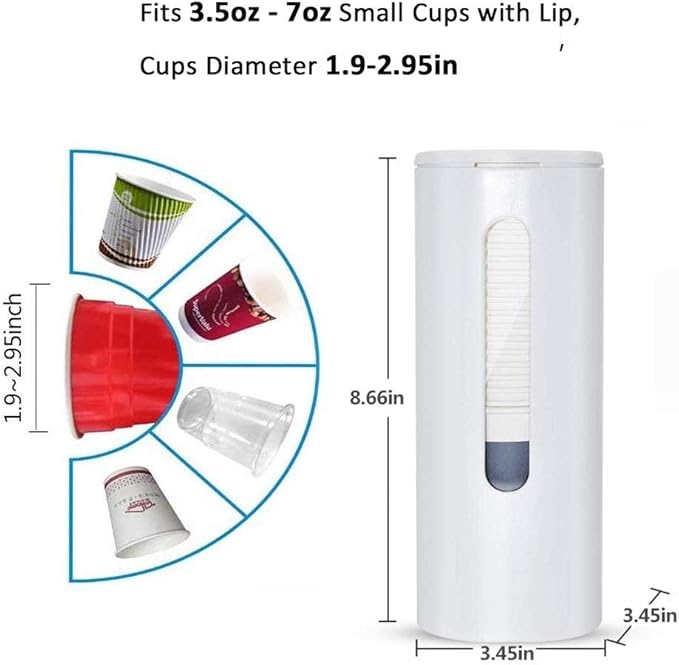 Disposable Cup Dispenser, Wall Mounted, Paper Cup Organizer, Self Adhesive, No Drilling Holes, Single Tube