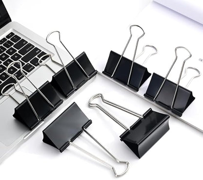 Extra Large Binder Clips 3 inch super big Binder Clips 6 Pack Big Metal Paper Clamps Black (3 Inch)