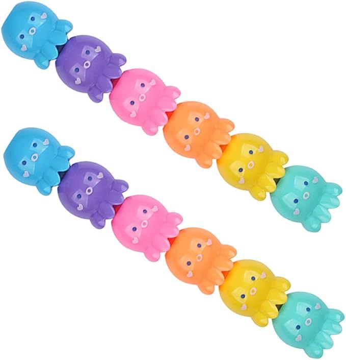 NUOBESTY 2 Sets Octopus-shaped Pastel Highlighter Pens with Single Tip Fluorescent Ink for Note Taking and School Supplies Cute Stackable Markers for Students Classroom Use