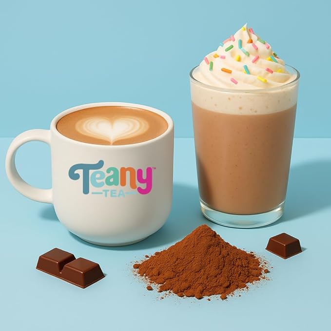 Teany Tea Organic Milk & Cookies Hot Cocoa - Everyday Hot Cocoa, Delicious, Kid Friendly, Tea Infused, Bedtime Dessert, Travel Ready, Hot Cocoa On The Go, 6 Individual Sticks Per Pouch