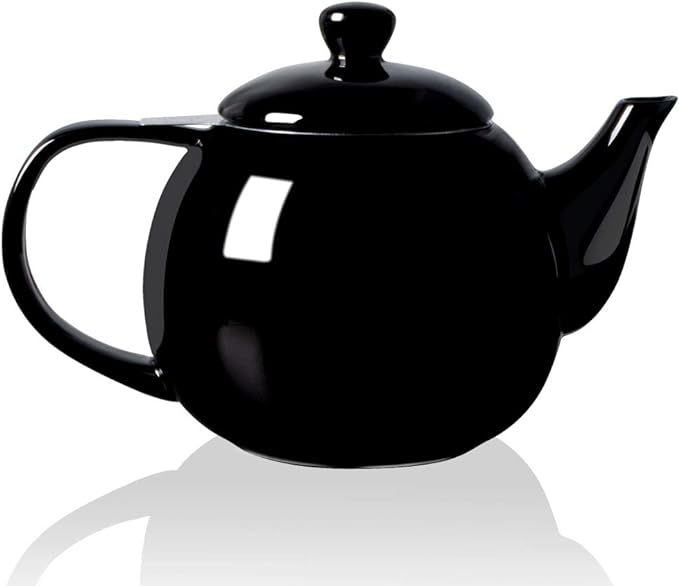 Sweejar Porcelain Teapot with Removable Stainless Steel Infuser,Microwave & Dishwasher Safe Tea Pots for Loose Tea,Tea Infuser Pots for Chrismas Women Gift (30oz Black)