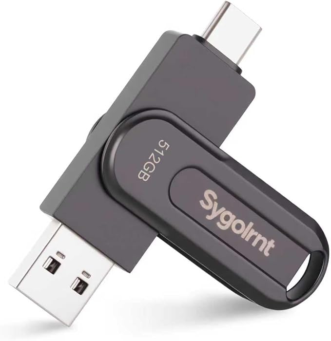 512GB USB Flash Drive, 3.0 - USB C & USB A 2-in-1 Memory Stick, Jump Drive with Keychain, Storage Photos Thumb Drives for iPhone 17/16/15, Android Phones, Laptops, Mac, iPad, Desktops, Tablet