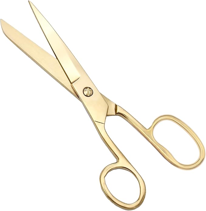 NatSumeBasics 7" Small Gold Scissors Craft Tailor Fabric Brass Scissors All Purpose Stainless Steel Professional Dressmaker Shears for Desk School Office Home (NEW)