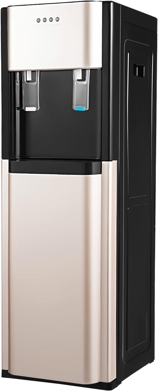 620W Bottom Loading Water Dispenser, Floor Standing Water Cooler for 5 Gallon Bottle, 3 Temperature Settings Water Jug (Hot, Cold & Room Water) for Home, Offices (Gold)