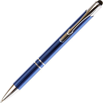 Blue JJ Ballpoint Pen with Stylus - Black Ink Refill, Medium Tip Point