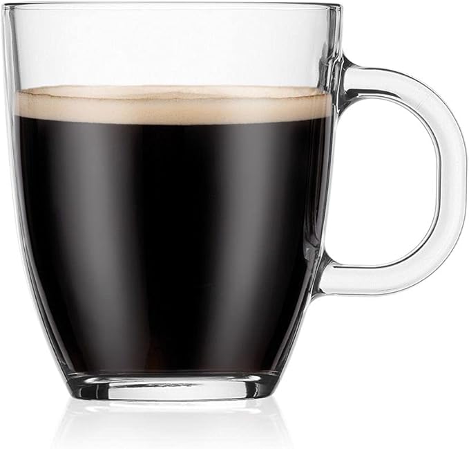 Bodum 12oz Bistro Coffee Mug Single-Wall Tempered Glass, 6 Pack, Clear