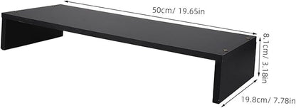 Minimalist Wood Monitor Stand Desk Riser with Anti-slip Surface Ergonomic Computer and Notebook Riser Shelf for Desktop Laptop Printer Sturdy Organizer for Office Workspace Black