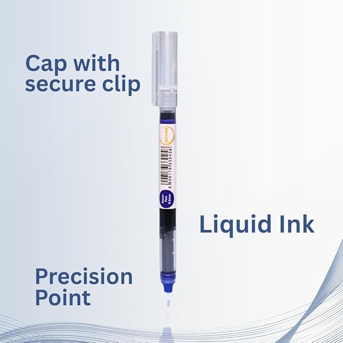 Blue Gel Pens Pack of 6 | 0.6mm Smooth Writing Rollerball Pen | Premium German Ink | Ergonomic Grip | Quick-Dry | Ideal for Students & Office Use