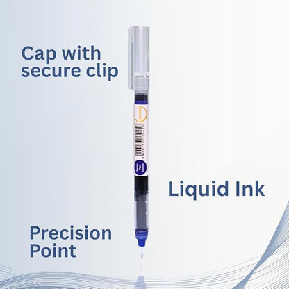 Blue Gel Pens Pack of 6 | 0.6mm Smooth Writing Rollerball Pen | Premium German Ink | Ergonomic Grip | Quick-Dry | Ideal for Students & Office Use