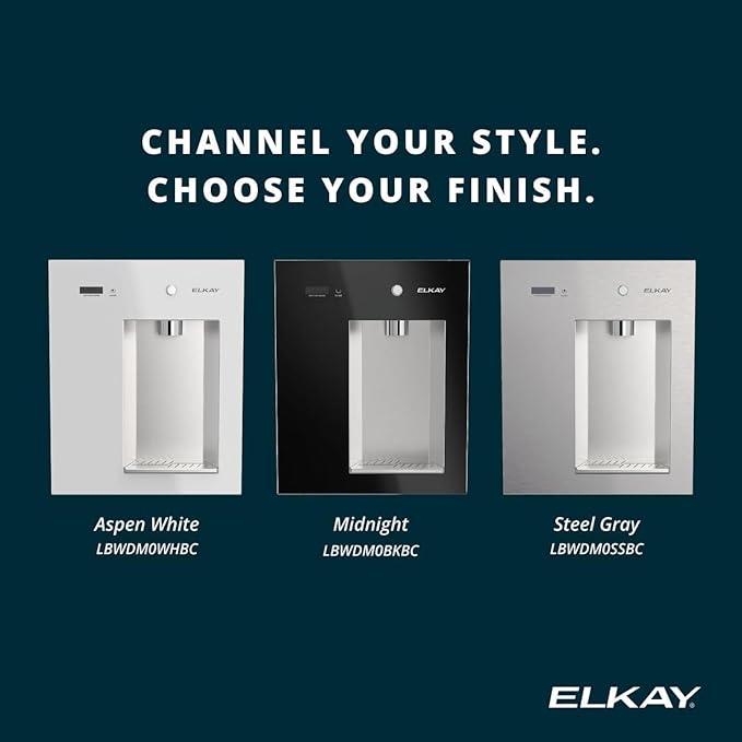 Elkay Liv EZ Built-in Filtered Wall-Mount Water Dispenser – Battery Powered, NSF Certified, Push Button, Reduces Lead & PFAS, Steel Gray – Ideal for Home
