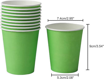 Disposable Paper Cups,60pcs Paper Cups For DIY Wedding Party Picnic BBQ Travel and Event 8OZ (Grass green)