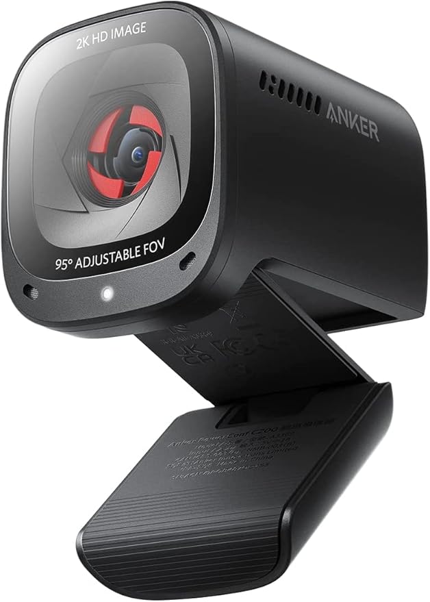Anker PowerConf C200 2K Webcam for PC/Laptop/Mac, Computer Camera, Low-Light Correction, AI-Noise Canceling Mics, Adjustable Field of View, Built-in Privacy Cover, Stereo Mics, for Meeting