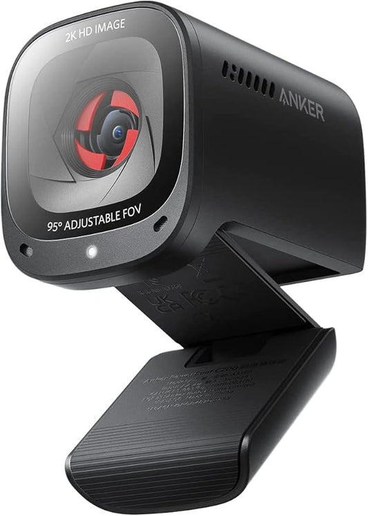 Anker PowerConf C200 2K Webcam for PC/Laptop/Mac, Computer Camera, Low-Light Correction, AI-Noise Canceling Mics, Adjustable Field of View, Built-in Privacy Cover, Stereo Mics, for Meeting