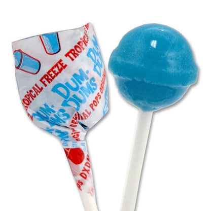Dum Dums Tropical Freeze Lollipops - Bulk Candy Box with Lollipops Individually Wrapped, Single Flavor Gourmet Suckers - 50 Count