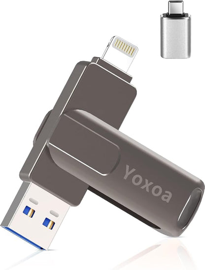 MFi Certified 256GB Flash Drive for iPhone & iPad, High-Speed Photo Stick for External Memory Storage, Backup & Transfer Files, USB Stick for iPhone/iPad/iOS/Android/PC (Available Space: ~244GB)Black