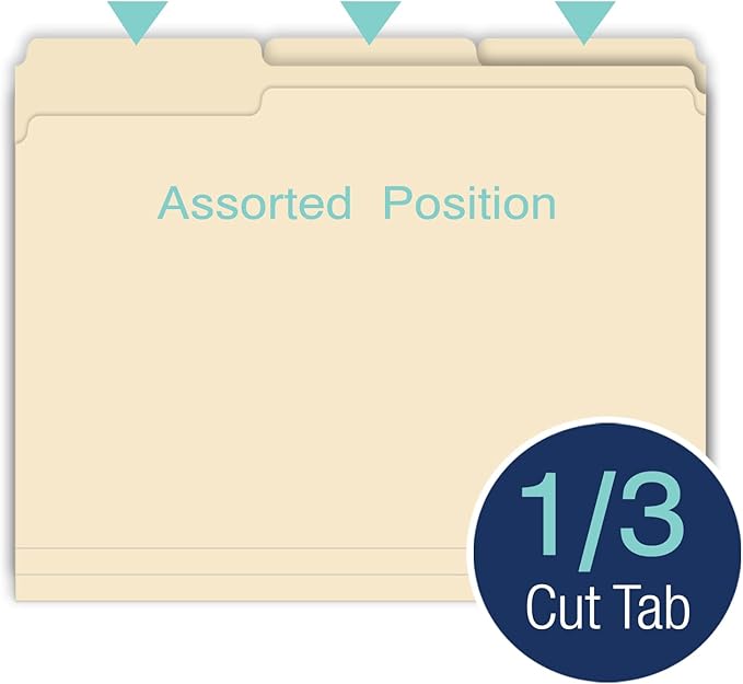 WritePads Manilla File Folders Letter Size 8.5 x 11 inch, 1/3 Cut Tab, 100 Per Box, Vanilla folders Great for Organizing and Easy File Storage,Heavy Weight Paper for Home Office School, Made in USA