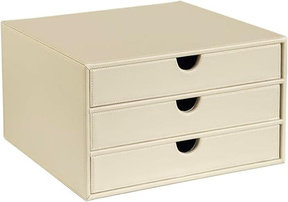 UnionBasic Document Organizer, 3-Drawer File Cabinet Document Storage Box, Office Desktop Filing Organizer, Seashell