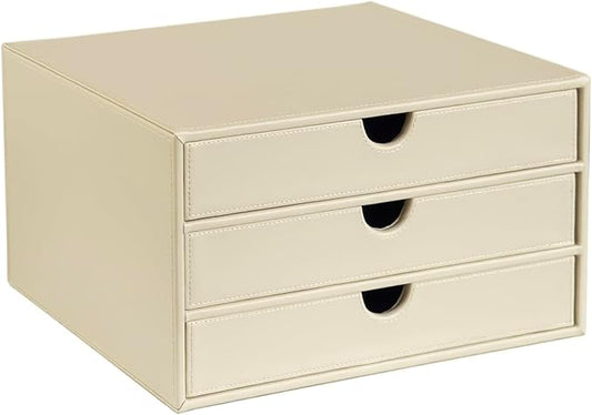 UnionBasic Document Organizer, 3-Drawer File Cabinet Document Storage Box, Office Desktop Filing Organizer, Seashell