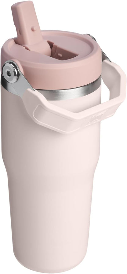 STANLEY IceFlow 2.0 Flip Straw Tumbler with Handle 14 oz | Twist On Lid and Flip Up Straw | Leakproof Water Bottle | Insulated Stainless Steel | BPA-Free | Rose Quartz