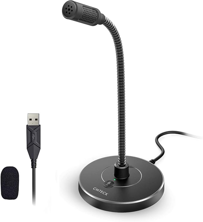 CMTECK USB Computer Microphone G009, Noise-Cancelling Recording Desktop Mic for PC/Laptop for Online Chatting, Home Studio, Podcasting, Gaming, Skype, YouTube with Mute Function(Windows/Mac)