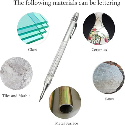 NEPAK 2 Pack Tungsten Carbide Scriber with Magnet,with Extra 12 Replacement Marking Tip,Etching Engraving Pen for Glass/Ceramics/Metal Sheet