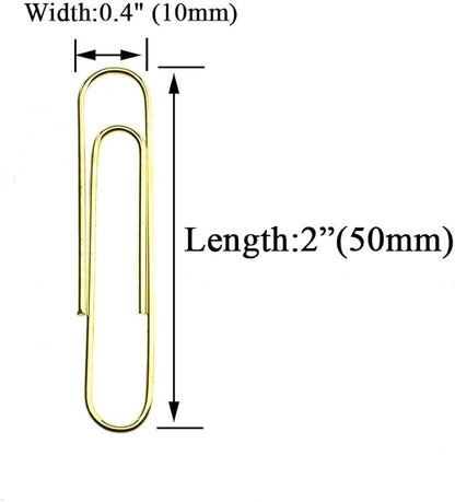 HAHIYO Paper Clips Large Sturdy 2 inches Length 70 Pack Paperclips Heavy Duty Tight Grip Rust Proof Reusable Metal Bright Gold for Home Office School