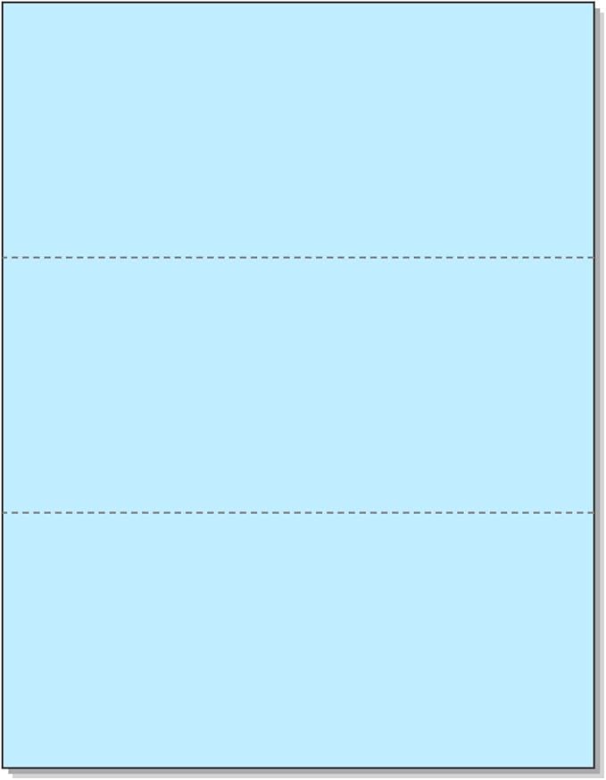 NextDayLabels - Pack of 500 Sheets, 8-1/2 x 11" Letter Size Perforated Paper (Blue, Perf @ 3-2/3" and 7-1/3")