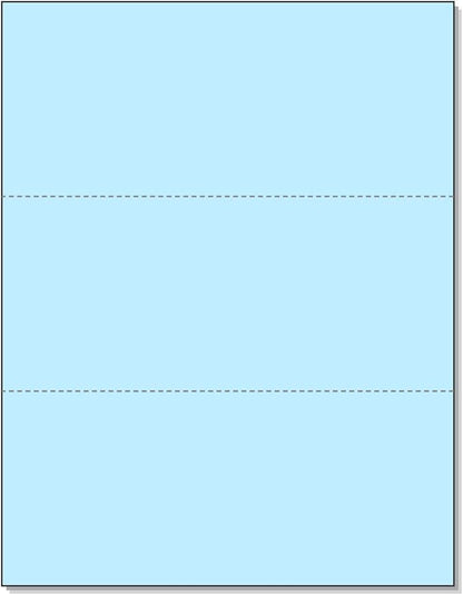 NextDayLabels - Pack of 500 Sheets, 8-1/2 x 11" Letter Size Perforated Paper (Blue, Perf @ 3-2/3" and 7-1/3")