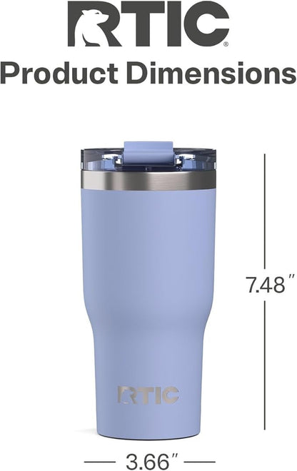 RTIC 20oz Essential Tumbler with Lid, Ceramic Lined, Insulated, Stainless Steel, Metal, Double Wall Vacuum-Insulation, Travel Cup for Iced Coffee, Tea, Hot and Cold Drink, Periwinkle