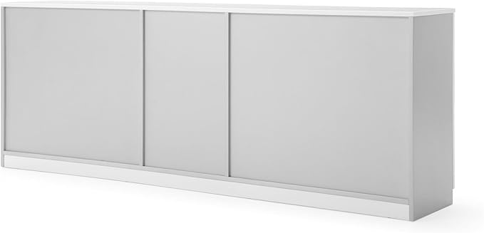 ZURI Furniture Reagan Modern Polished Office Storage and Filing Cabinet Credenza - White