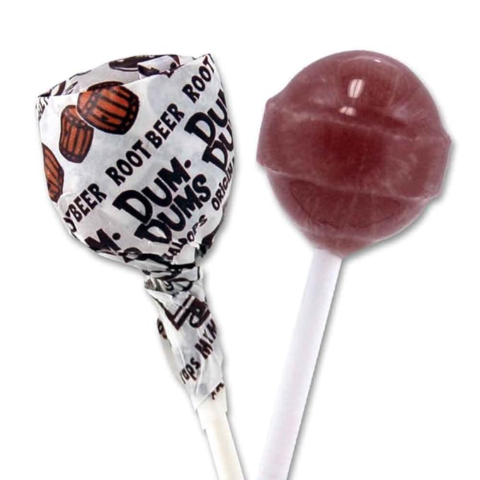 Dum Dums Root Beer Lollipops - Bulk Candy Box with Lollipops Individually Wrapped, Single Flavor Gourmet Suckers - 50 Count